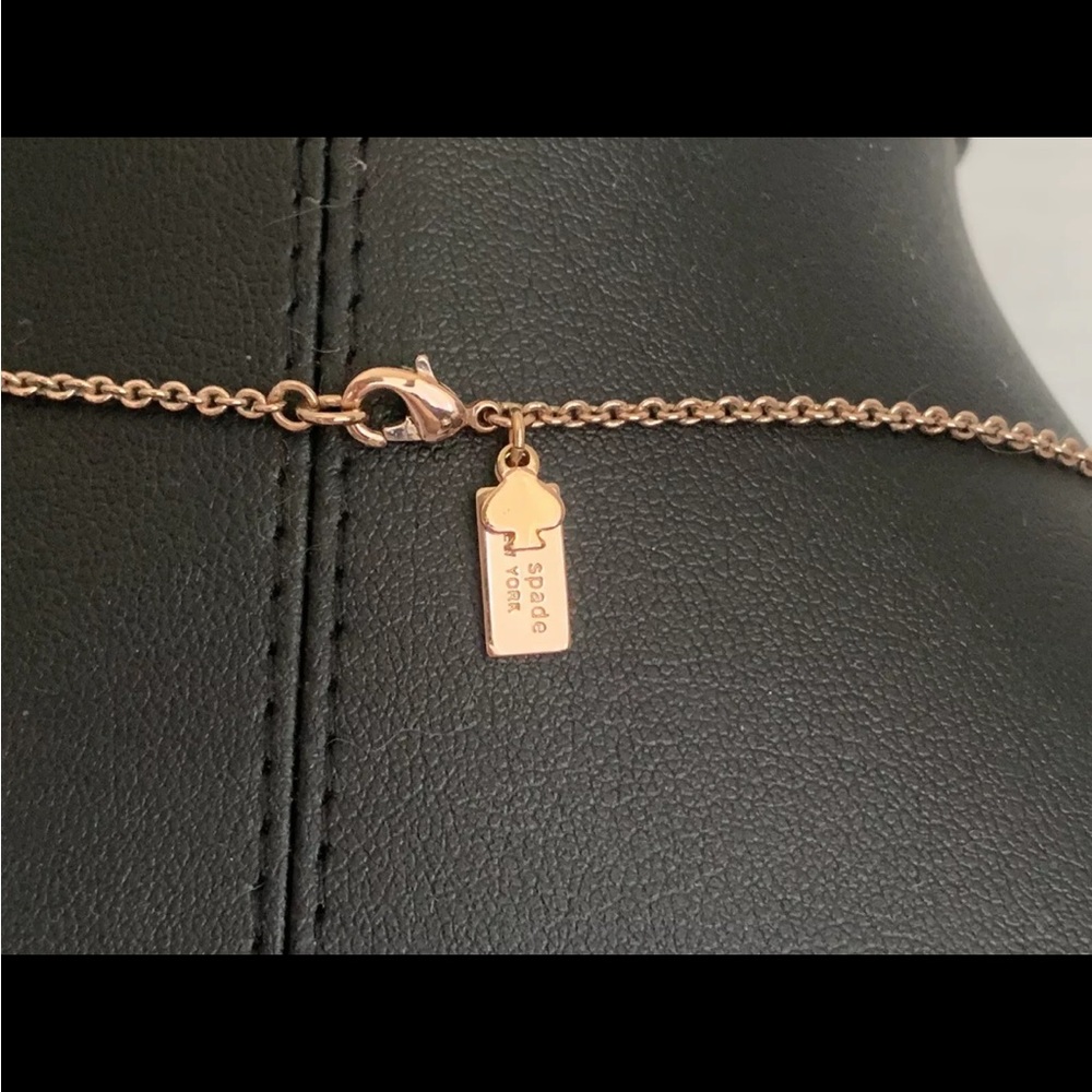 Kate Spade “Take a Bow” Rose Gold, Pink Glitter Chain Necklace, NWOT - Picture 5 of 8